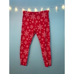 Red Snowflake Leggings